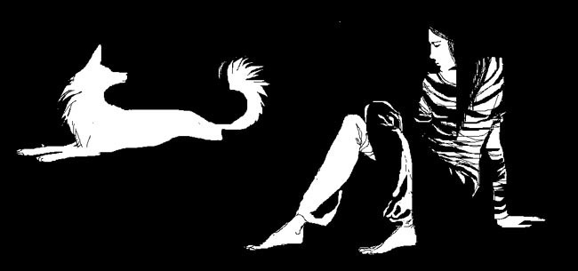 автопортрет с собакой