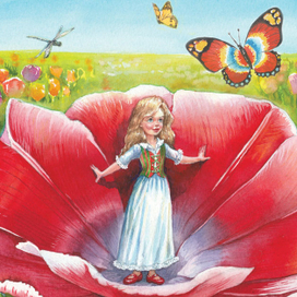 Иллюстрация для упаковки печенья. Дюймовочка. Фрагмент.