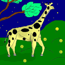Мудрый и потому одинокий жираф в ожидании нового дня