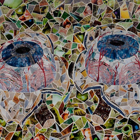 коллаж из бумаги, мозаика "Анатомия глаз"