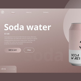 Concept soda water. Landing page 