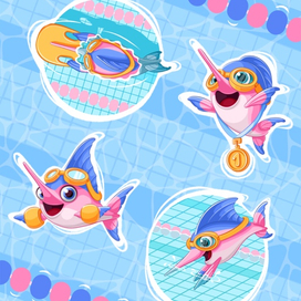Стикеры для детской секции по плаванию