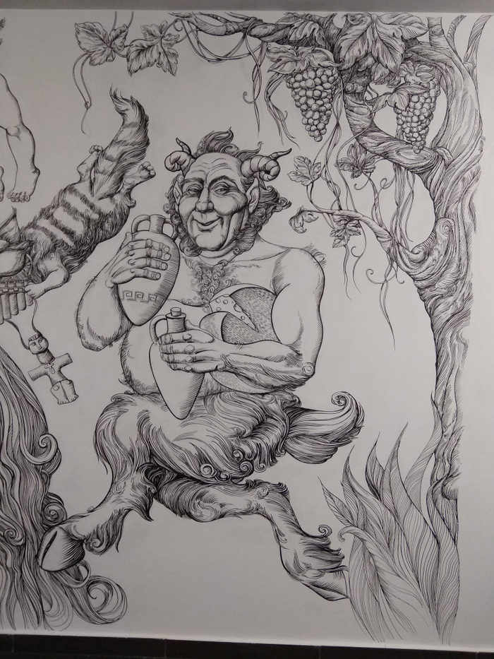 ФРАГМЕНТ СТЕНЫ. БАХУС. РОСПИСЬ . ЛИМАСОЛ . КИПР.