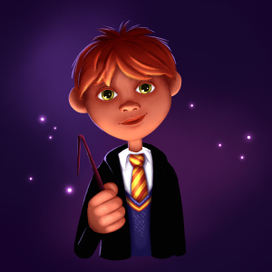 Рон Уизли со сломанной волшебной палочкой