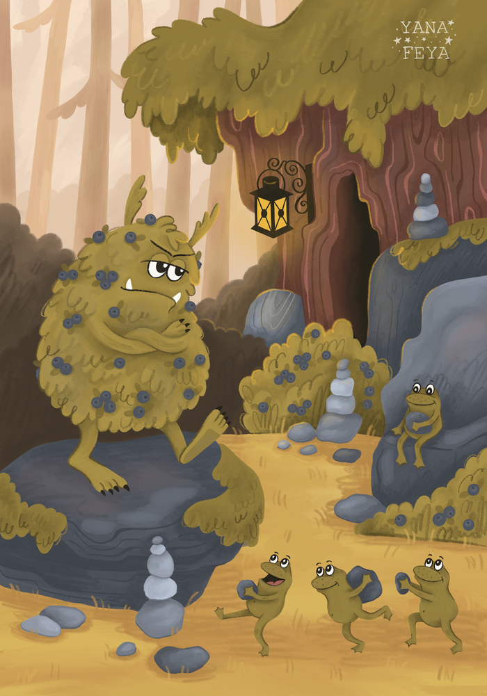 Сварливый черничный монстрик с лягушками