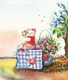 Котенок с букетом