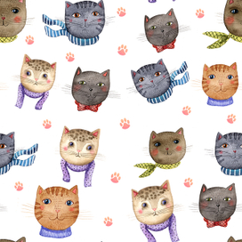 бесшовный паттерн Кошки