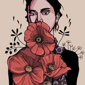 Девушка с цветами 