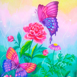 Бабочка на пионе