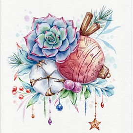 Новогодняя композиция, цветы