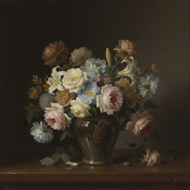 Натюрморт с цветами в стиле Анри Фантен-Латура