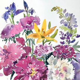 Букет с пионами и турецкой гвоздикой 