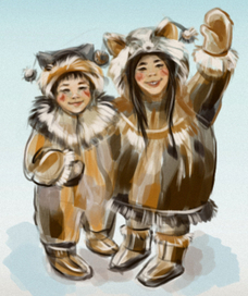 дети.иллюстрация к дипломному проекту" Чукотские сказки"