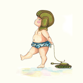 Танкист и дисантник. Из серии открытки к 23 фквраля