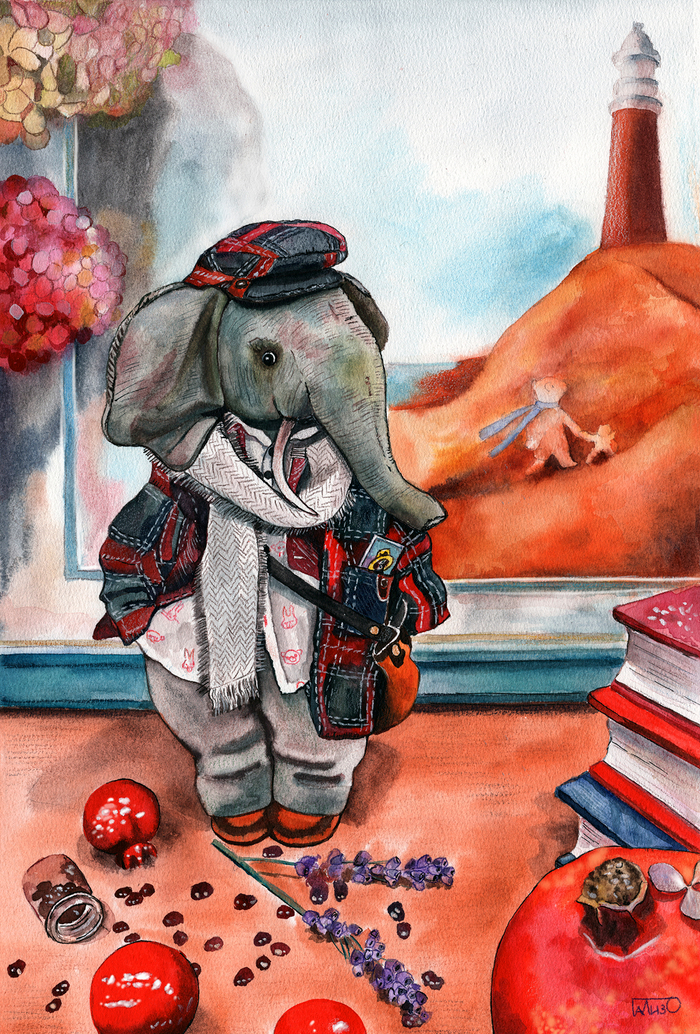 Иллюстрация с игрушкой для открыток теддисту