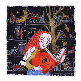 Аленка среди книг