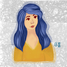 Персонаж девочка с синими волосами