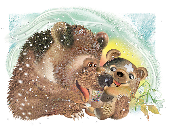 Ожил! Плюшевый медвежонок нашёл себе маму.