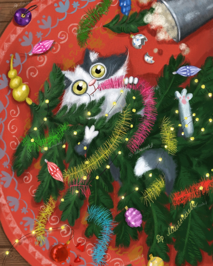 Котик и елка