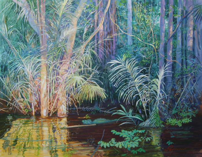 Плывущая игуана (из цикла "Затопленные леса Амазонии")