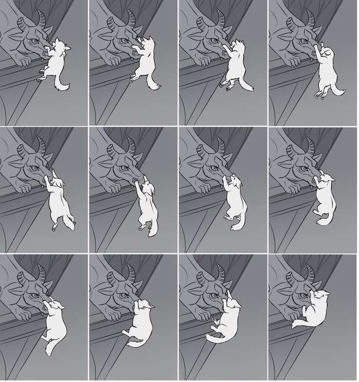Анимация срывающегося кота