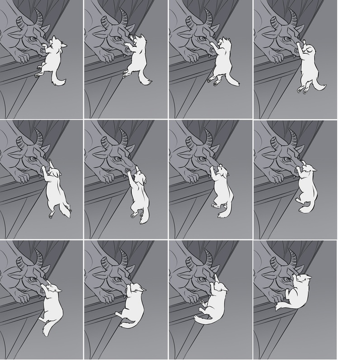 Анимация срывающегося кота