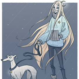 girl and greyhound