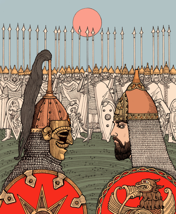 Слово о полку Игореве. Перед битвой. Полосная иллюстрация.