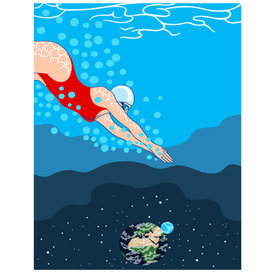 Ныряние к Земле. Растровая графика. Работа сделана в Adobe Photoshop.