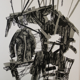 Серия линогравюр "Декорации" лист "Один в доме"