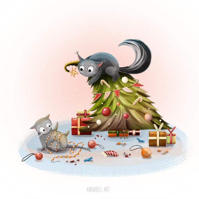 Новогодние кошачьи хулиганства