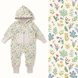 Бесшовный паттерн с цветами и травами