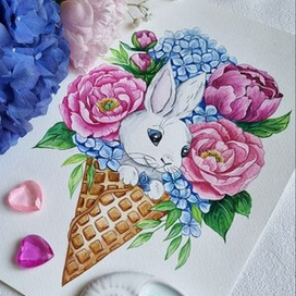 заяц в цветах