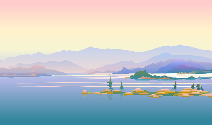 Иллюстрация. Вечер на Бухтарме