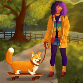 Книжная иллюстрация Леся и Финик в парке