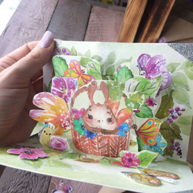 Акварельная открытка с ежиком