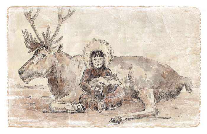 Мальчик с оленем. Из серии "Эскимосы"