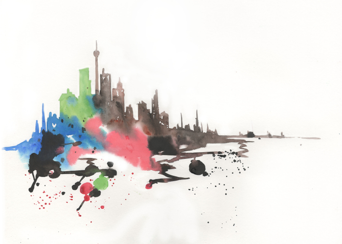 Горорд будущего. Акварель. 