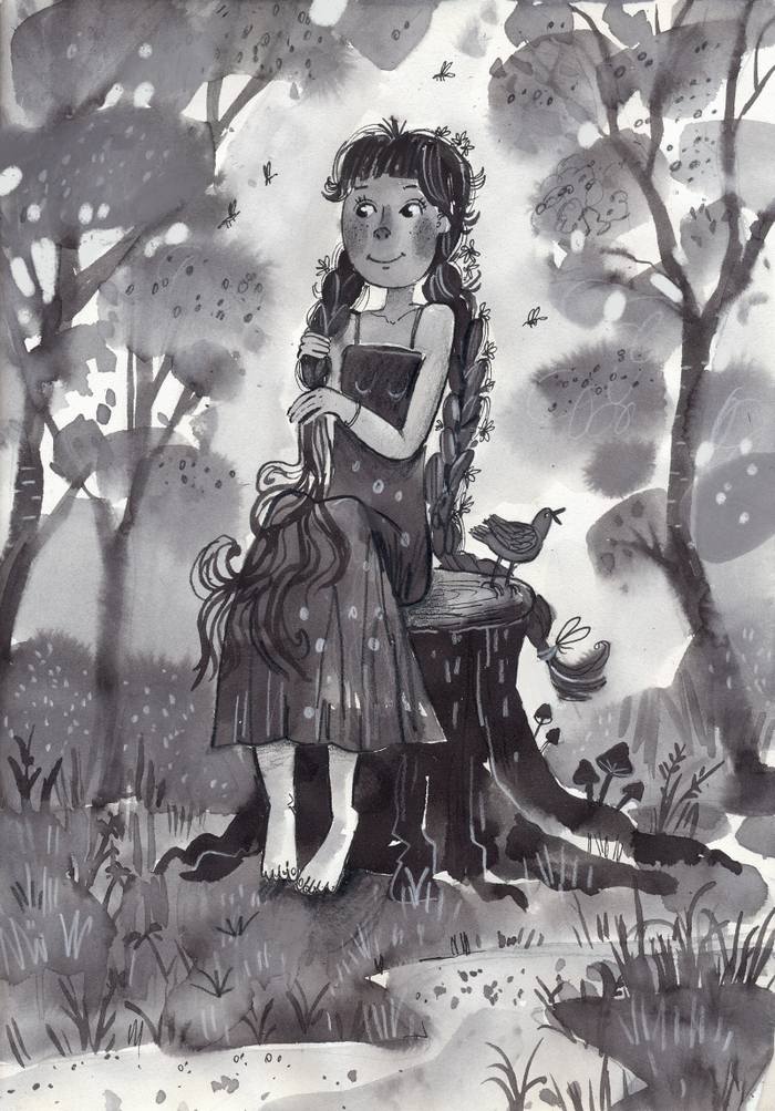 Девочка с косичками 