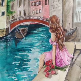 Девушка на венецианской набережной