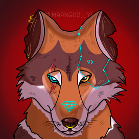 Волк в стиле кибер-панк