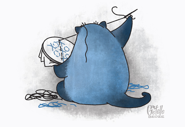 кот Трюфель. Крестиком