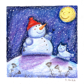 Снеговики и луна