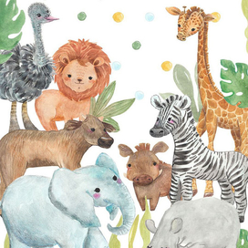 Акварельные животные сафари