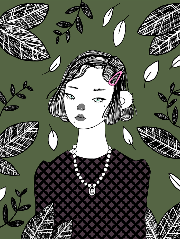 Девушка в листьях