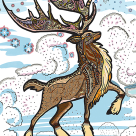 Северный олень. Фрагмент большого формата.