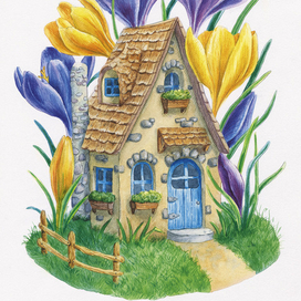 Домик с крокусами
