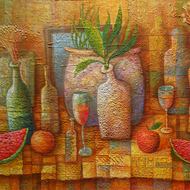 Натюрморт с арбузными дольками