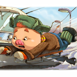 Поросенок и санки