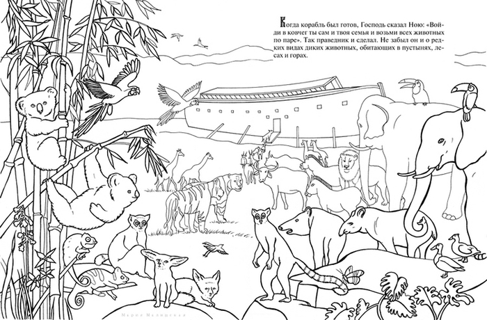 Ноев Ковчег. Познавательная книга-раскраска.